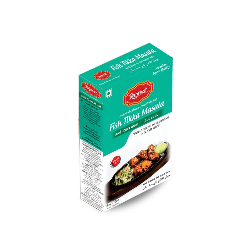 Rehmat Fish Tikka Masala Powder, Exotic Spices Blend Easy & Ready to Cook Masala Prefect For Fish Fry & Curry, 50 gm