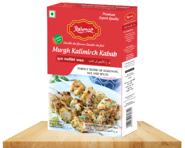 Rehmat Murgh Kalimirch Kabab Masala Powder, Ready to Cook, Perfect Blend of Mix Exotic Spices No Added Preservatives, 50 gm